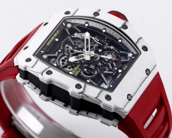 RICHARD MILLE RM35-01 White Carbon BBR Factory Best Edition Red Rubber Strap - Best Replica Watches Store For Sale!