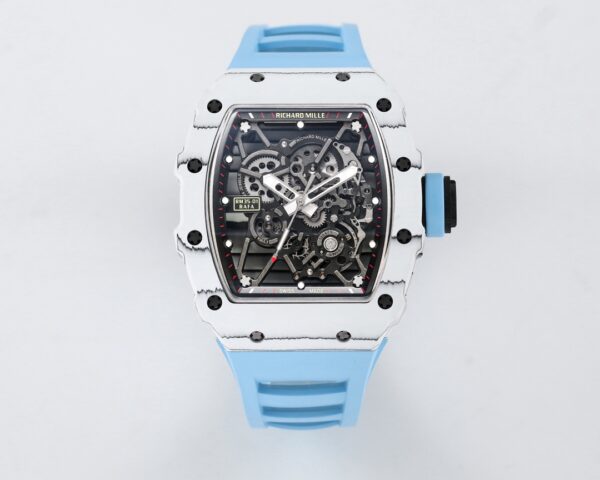 RICHARD MILLE RM35-01 White Carbon BBR Factory Best Edition Blue Rubber Strap - Best Replica Watches Store For Sale!
