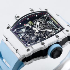RICHARD MILLE RM35-01 White Carbon BBR Factory Best Edition Blue Rubber Strap - Best Replica Watches Store For Sale!