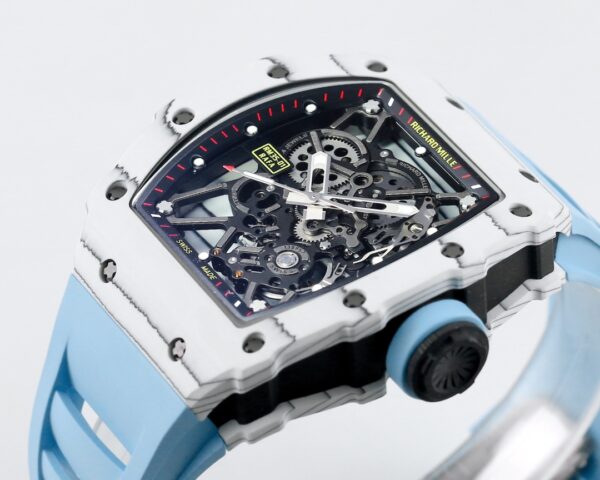 RICHARD MILLE RM35-01 White Carbon BBR Factory Best Edition Blue Rubber Strap - Best Replica Watches Store For Sale!