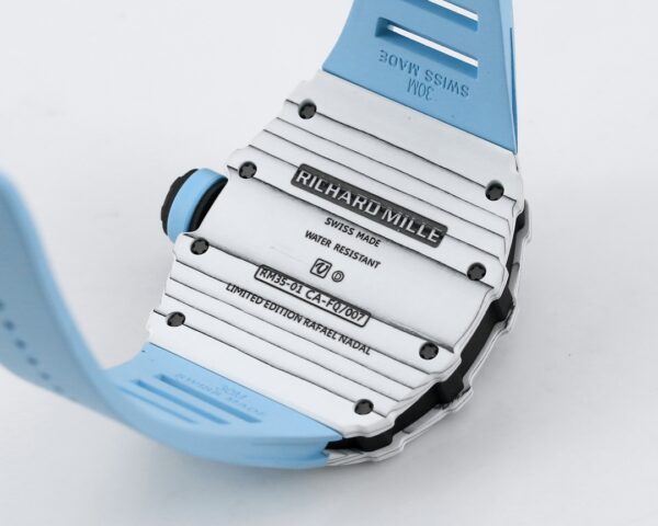 RICHARD MILLE RM35-01 White Carbon BBR Factory Best Edition Blue Rubber Strap - Best Replica Watches Store For Sale!