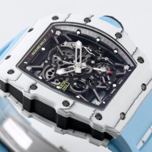 RICHARD MILLE RM35-01 White Carbon BBR Factory Best Edition Blue Rubber Strap - Best Replica Watches Store For Sale!