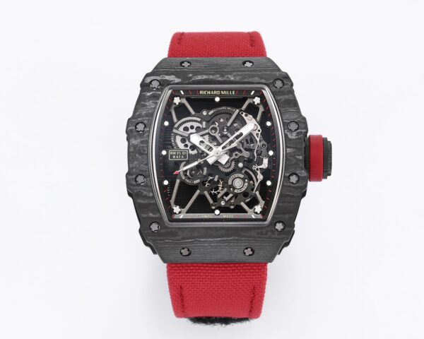 RICHARD MILLE RM35-01 Black Carbon BBR Factory Best Edition Red Nylon Strap - Best Replica Watches Store For Sale!