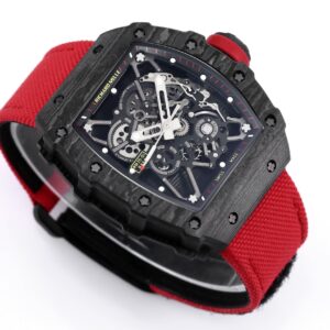 RICHARD MILLE RM35-01 Black Carbon BBR Factory Best Edition Red Nylon Strap - Best Replica Watches Store For Sale!