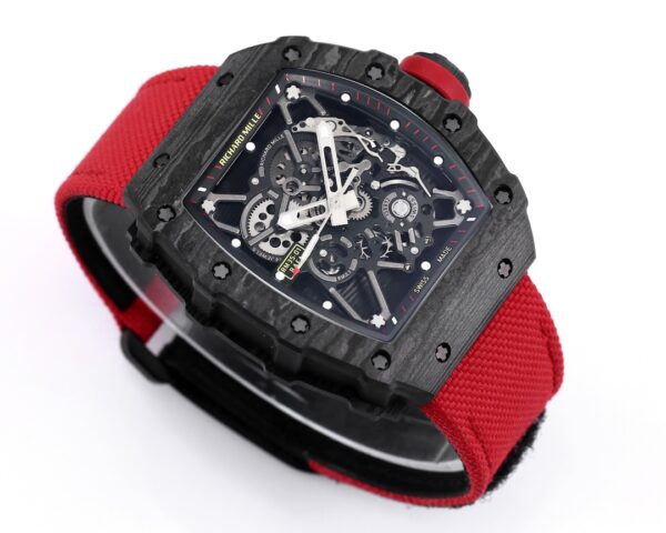 RICHARD MILLE RM35-01 Black Carbon BBR Factory Best Edition Red Nylon Strap - Best Replica Watches Store For Sale!