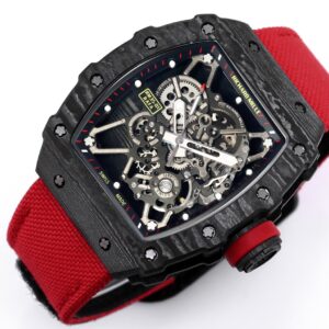RICHARD MILLE RM35-01 Black Carbon BBR Factory Best Edition Red Nylon Strap - Best Replica Watches Store For Sale!