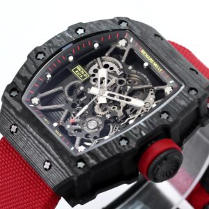 RICHARD MILLE RM35-01 Black Carbon BBR Factory Best Edition Red Nylon Strap - Best Replica Watches Store For Sale!