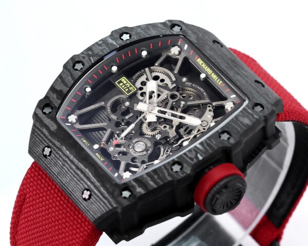 RICHARD MILLE RM35-01 Black Carbon BBR Factory Best Edition Red Nylon Strap - Best Replica Watches Store For Sale!
