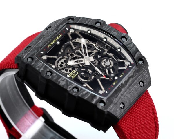 RICHARD MILLE RM35-01 Black Carbon BBR Factory Best Edition Red Nylon Strap - Best Replica Watches Store For Sale!