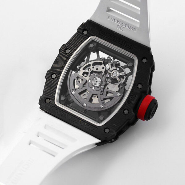 RICHARD MILLE RM35-02 Black Carbon BBR Factory Best Edition White Rubber Strap - Best Replica Watches Store For Sale!