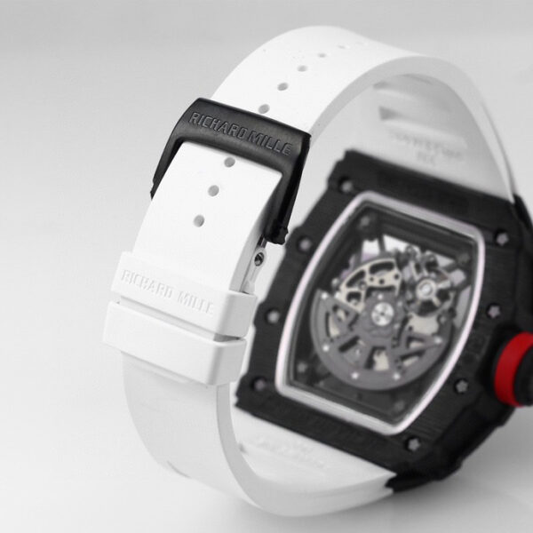 RICHARD MILLE RM35-02 Black Carbon BBR Factory Best Edition White Rubber Strap - Best Replica Watches Store For Sale!