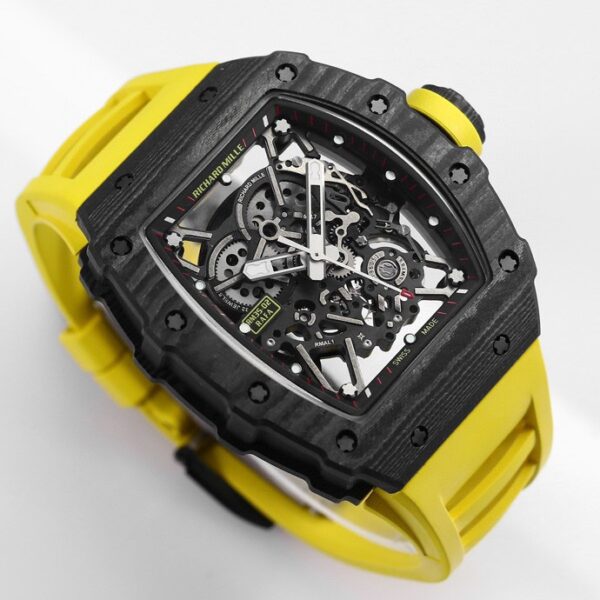 RICHARD MILLE RM35-02 Black Carbon BBR Factory Best Edition Yellow Rubber Strap - Best Replica Watches Store For Sale!