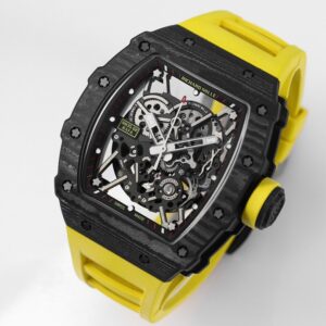 RICHARD MILLE RM35-02 Black Carbon BBR Factory Best Edition Yellow Rubber Strap - Best Replica Watches Store For Sale!