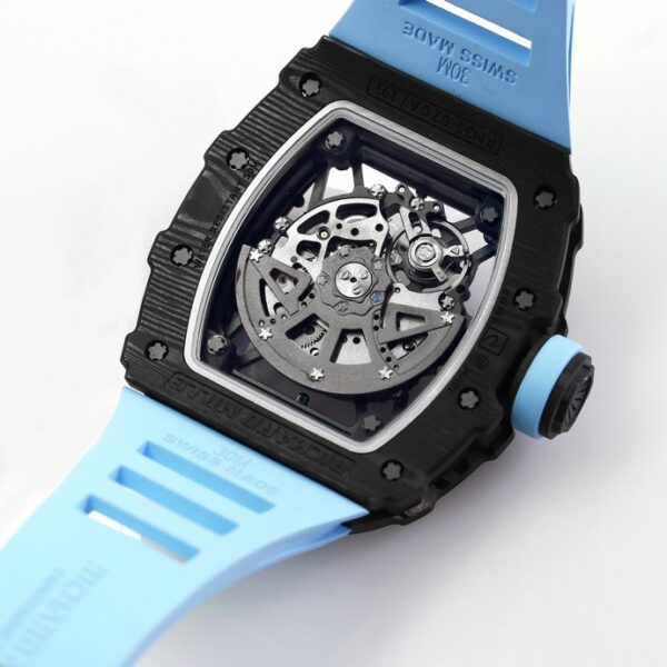 RICHARD MILLE RM35-02 Black Carbon BBR Factory Best Edition Blue Rubber Strap - Best Replica Watches Store For Sale!