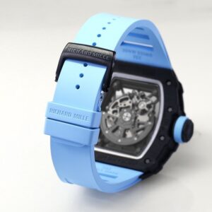 RICHARD MILLE RM35-02 Black Carbon BBR Factory Best Edition Blue Rubber Strap - Best Replica Watches Store For Sale!