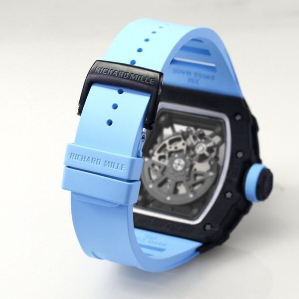 RICHARD MILLE RM35-02 Black Carbon BBR Factory Best Edition Blue Rubber Strap - Best Replica Watches Store For Sale!