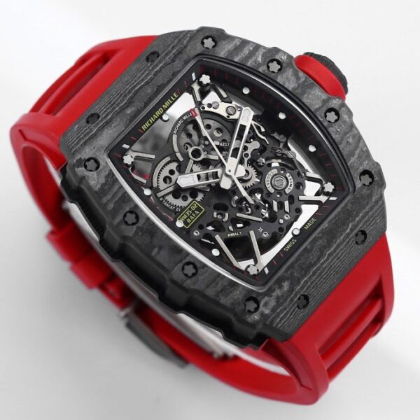 RICHARD MILLE RM35-02 Black Carbon BBR Factory Best Edition Red Rubber Strap - Best Replica Watches Store For Sale!