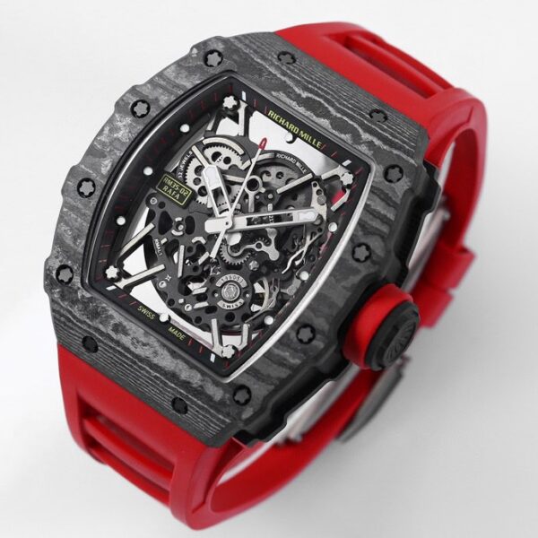 RICHARD MILLE RM35-02 Black Carbon BBR Factory Best Edition Red Rubber Strap - Best Replica Watches Store For Sale!