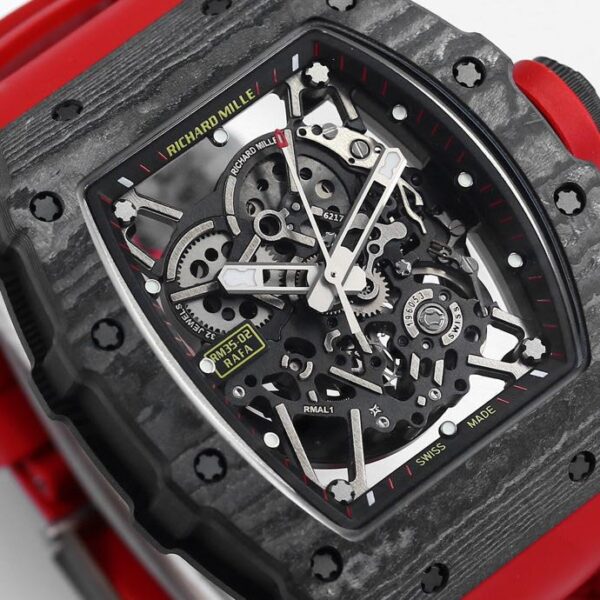 RICHARD MILLE RM35-02 Black Carbon BBR Factory Best Edition Red Rubber Strap - Best Replica Watches Store For Sale!